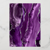 Invitation En Aluminium Mariage écriture argent violet Agate (Verso)