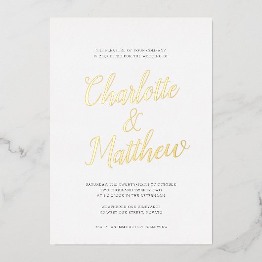 Invitation En Aluminium Mariage écriture calligraphique de nom surdimensio (Recto)