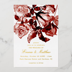 Invitation En Aluminium Mariage Élégance Sauvage Rustique Or Bourgogne