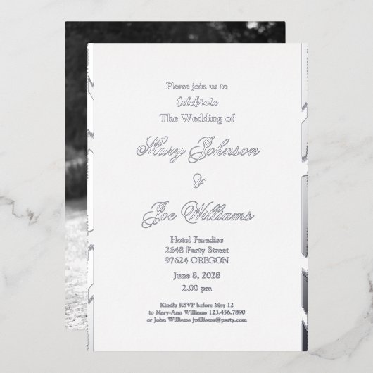 Invitation En Aluminium Mariage élégant (Recto/Verso)