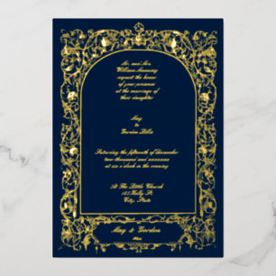 Invitation En Aluminium Mariage élégant à motif floral de l'ère victorienn