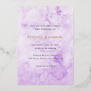 Invitation En Aluminium Mariage Élégant Aquarelle Violette Moderne