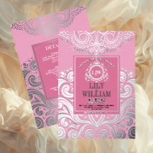 Mariage élégant Art déco diamant monogramme rose