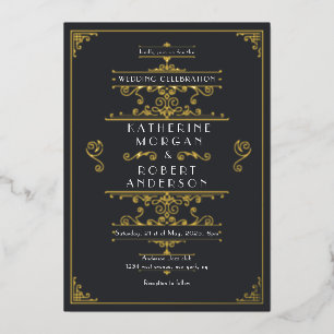 Invitation En Aluminium Mariage élégant Art Déco vintage
