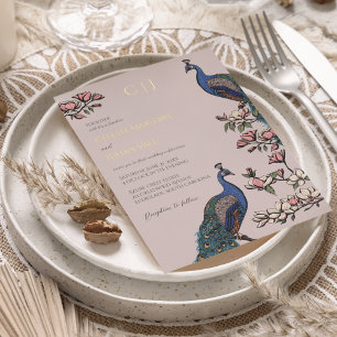 Invitation En Aluminium Mariage élégant au rose floral paon or