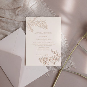 Invitation En Aluminium Mariage élégant au véritable or rose Fleur de ceri