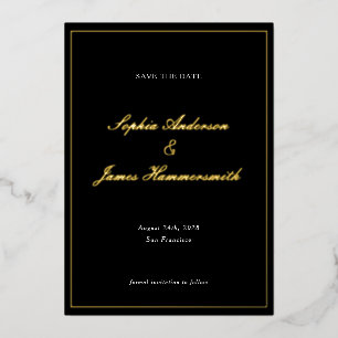 Invitation En Aluminium Mariage élégant avec cadre noir formel et écriture