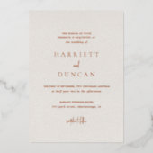 Invitation En Aluminium Mariage Élégant Beige Intemporel (Recto)