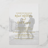 Invitation En Aluminium Mariage Elegant Black White Photo Gold (Verso)