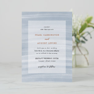 Invitation En Aluminium Mariage Élégant Bleu Atténué Chic Côtiers
