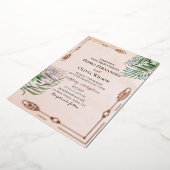 Invitation En Aluminium Mariage élégant botanique rose or feuille (Rotation)