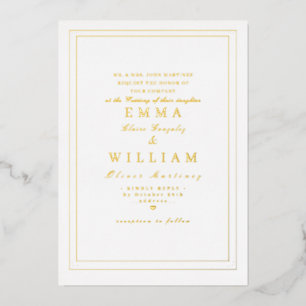 Invitation En Aluminium Mariage Élégant Calligraphie Chic Bordure Minimali