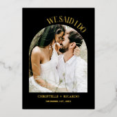 Invitation En Aluminium Mariage Élégant & Chic Noir & Or avec Arche de Fui (Recto)