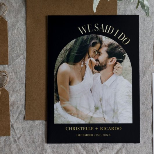 Invitation En Aluminium Mariage Élégant & Chic Noir & Or avec Arche de Fui