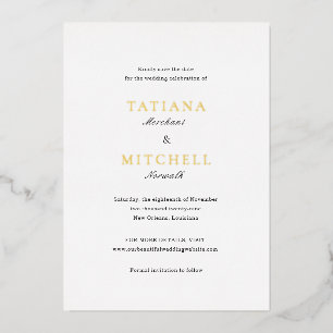 Invitation En Aluminium Mariage Élégant Classique Enregistrer la Date