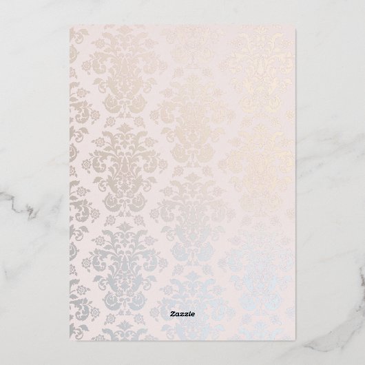 Invitation En Aluminium Mariage Elegant Damask Crème Argent Enregistrer La (Verso)