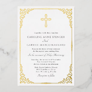 Invitation En Aluminium Mariage élégant de messe catholique