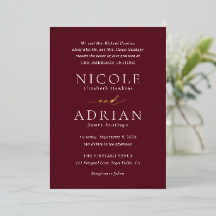 Invitation En Aluminium Mariage Élégant de Style Bourguignon Classique