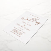 Invitation En Aluminium Mariage élégant écriture minimaliste or rose (Rotation)