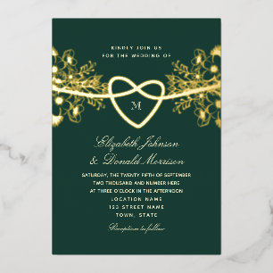 Invitation En Aluminium Mariage élégant Émeraude Vert Or