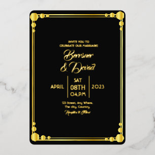 Invitation En Aluminium Mariage Élégant Et Classique Vecteur De Feuille D'