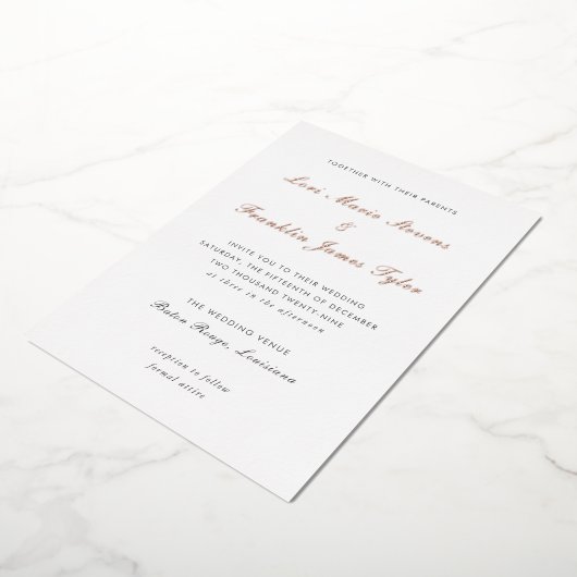 Invitation En Aluminium Mariage élégant et formel de Lori (Rotation)