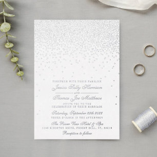 Invitation En Aluminium Mariage Élégant et Glamour avec Confettis Réel