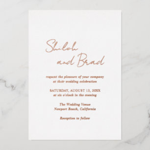 Invitation En Aluminium Mariage élégant et moderne Shiloh