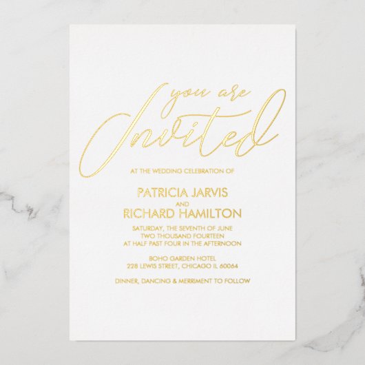 Invitation En Aluminium Mariage élégant et simple (Recto)