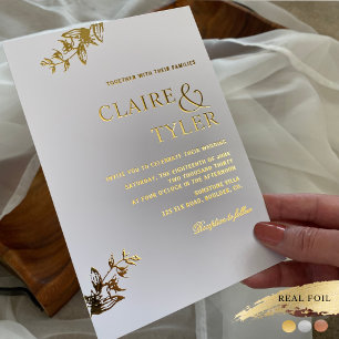 Invitation En Aluminium Mariage Élégant et Simple Typographie de Véritable