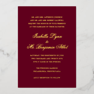 Invitation En Aluminium Mariage élégant et traditionnel de Bourgogne