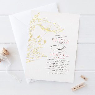 Invitation En Aluminium Mariage élégant Fleur sauvage Dusty rose