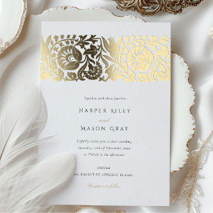 Invitation En Aluminium Mariage Élégant Floral Beige Ivoire