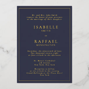 Invitation En Aluminium Mariage Élégant Formel Bleu Nuit à Plusieurs Lieux