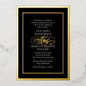 Invitation En Aluminium Mariage Élégant Formel Calligraphie Noir & Blanc (Recto)