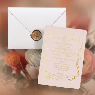 Invitation En Aluminium Mariage Élégant Formel Rose Doré Vintage