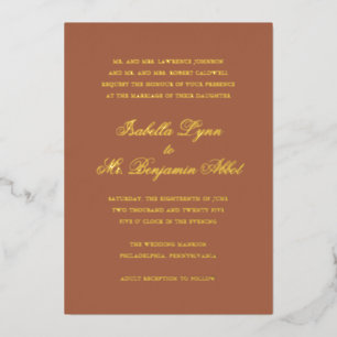 Invitation En Aluminium Mariage Élégant Formel Terre Cuite Traditionnel