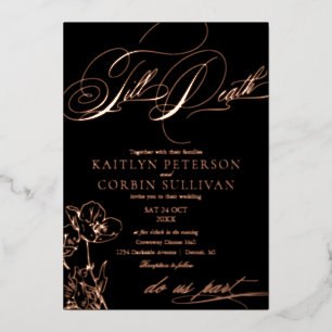 Invitation En Aluminium Mariage Élégant Gothique aux Fleurs Sauvages