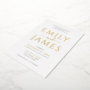 Invitation En Aluminium Mariage Élégant Grands Noms Luxe