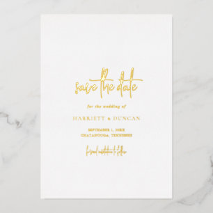 Invitation En Aluminium Mariage Élégant Intemporel Enregistrez la Date