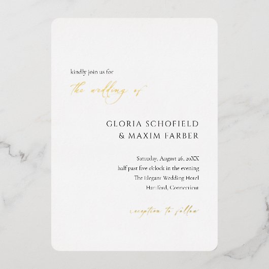 Invitation En Aluminium Mariage élégant minimal moderne formel (Recto)