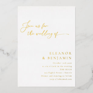 Invitation En Aluminium Mariage élégant minimaliste avec écriture en noir 