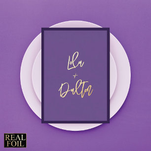 Invitation En Aluminium Mariage Élégant Minimaliste Bordure Typographie Or