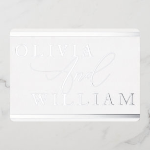Invitation En Aluminium Mariage Élégant Moderne avec Feuille d'Argent Embo