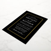 Invitation En Aluminium Mariage élégant moderne Black White Gold Foil (Rotation)