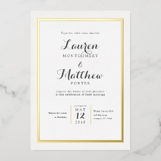 Invitation En Aluminium Mariage Élégant Moderne Bordure Classique