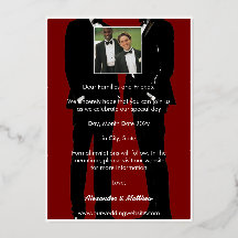Mariage Élégant Moderne d'Hommes Gays Rouge Bourgo