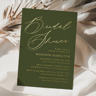 Invitation En Aluminium Mariage Élégant Moderne Écriture Vert Olive