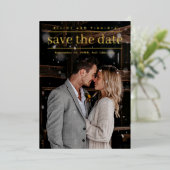 Invitation En Aluminium Mariage élégant moderne or Save the Date photo (Debout devant)