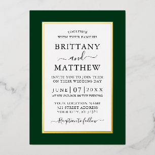 Invitation En Aluminium Mariage élégant moderne Or vert